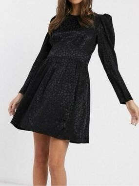& Other Stories Paris Atelier Black Heart Jacquard Puff Sleeve Mini Dress 6